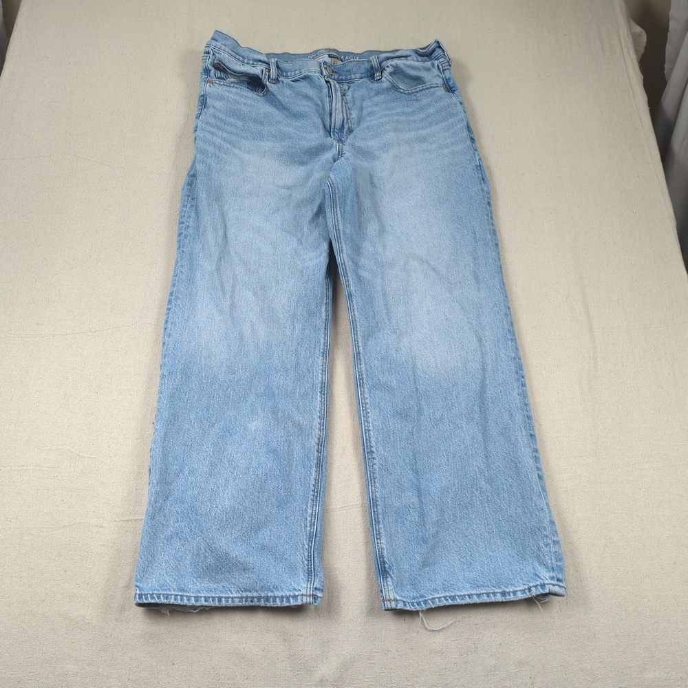 American Eagle Jeans Womens 16 Blue Stovepipe Wide Leg Boho Light Wash